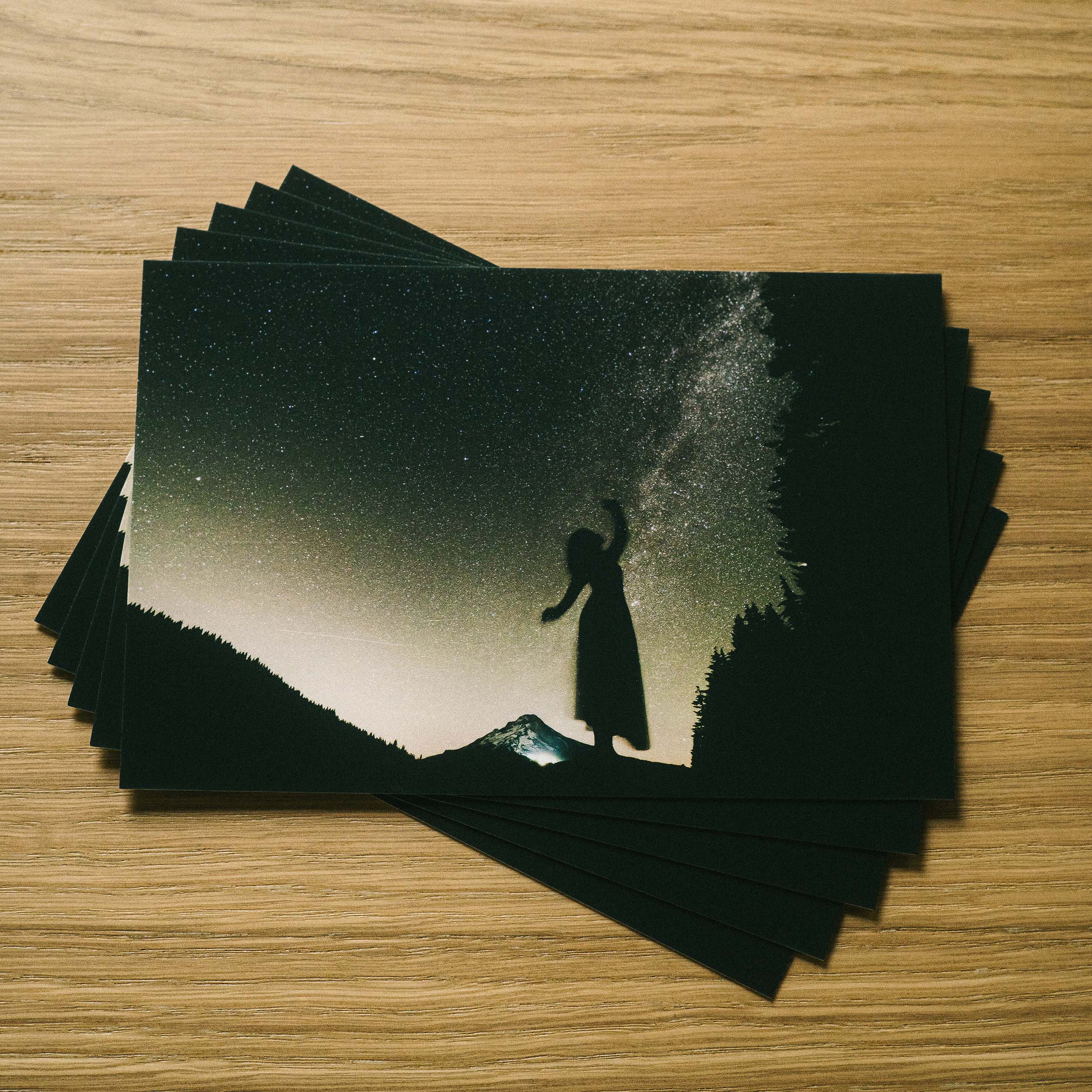 “Reaching for the Stars” as a 4×6 fine art postcard with a soft-touch matte finish